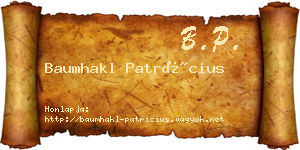 Baumhakl Patrícius névjegykártya